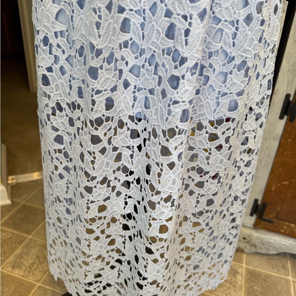Lace A-Line Midi Dress in Light Blue - Picture 6 of 9
